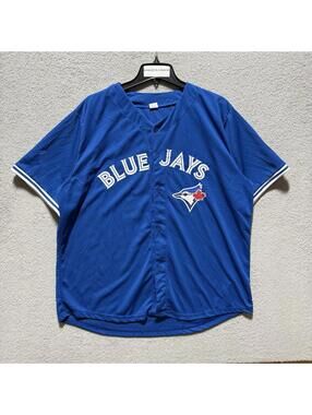 Toronto Blue Jays Jersey Adult Blue Size XL MLB Baseball Button Up Tee Men’s